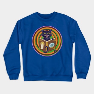 Halloween Cat with Spell Book Crewneck Sweatshirt